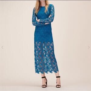 NWT New Maje Rosane Guipure Lace Long Sleeve Dress in Deep Teal Size 3(L)